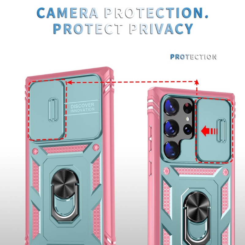 Kryt na Samsung Galaxy S24 Ultra odolný s krytom na fotoaparát ružový