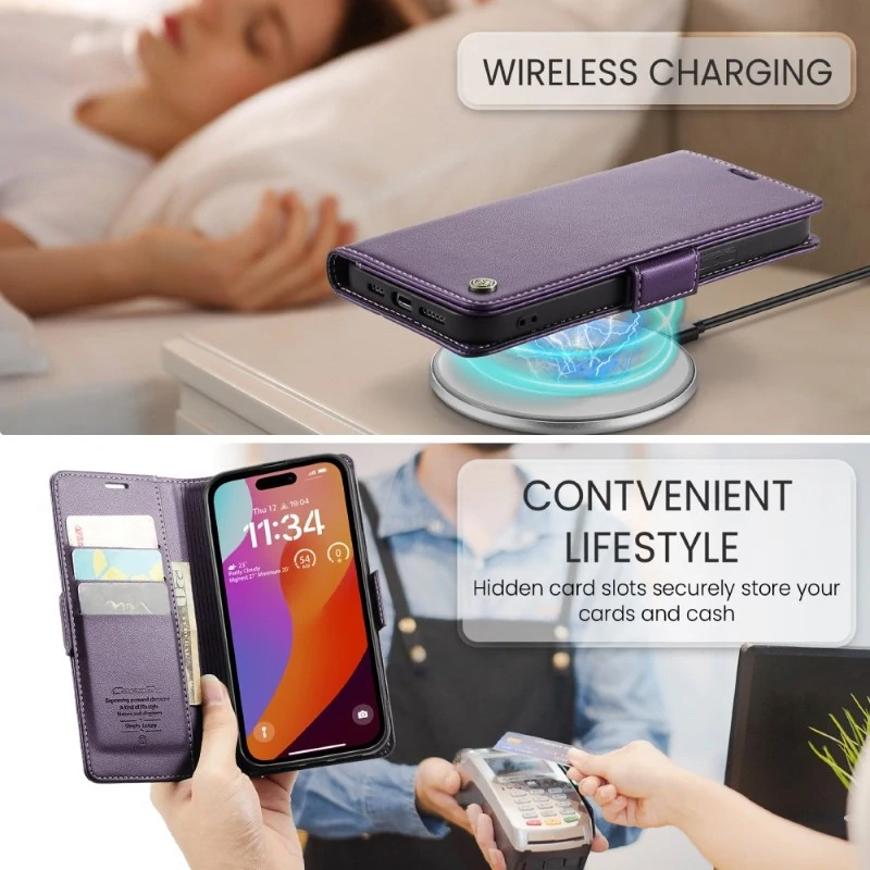 Púzdro na iPhone 16 Pro CASEME Smooth fialové