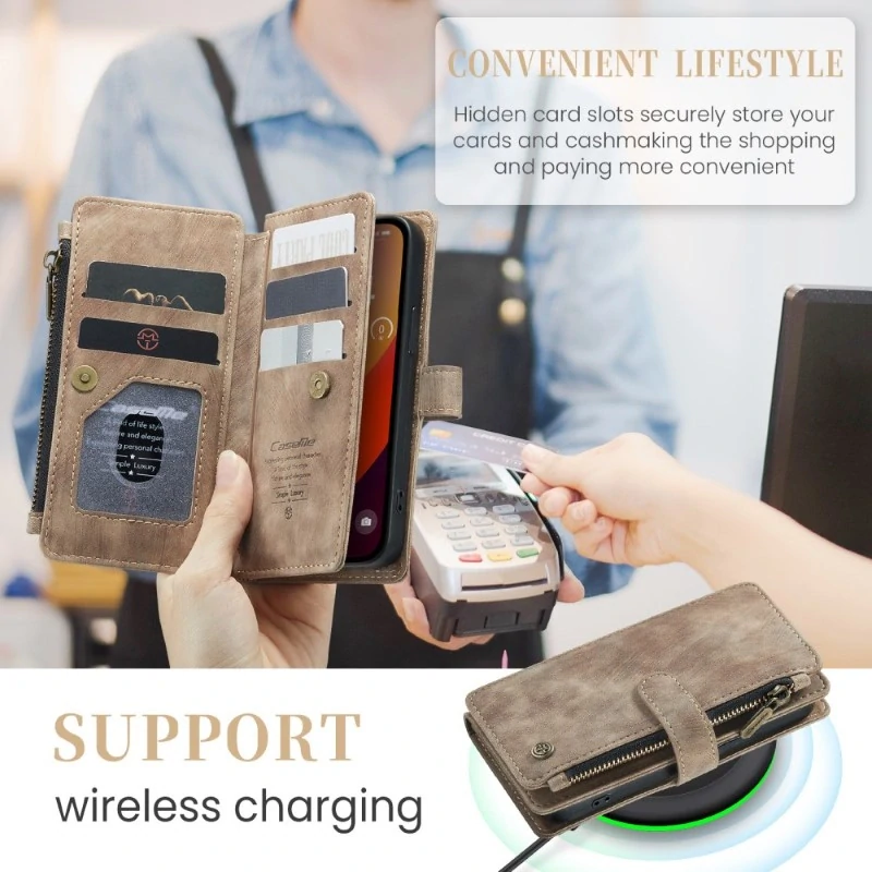 Púzdro pre iPhone 16 Pro CASEME Luxury Double Layer hnedé