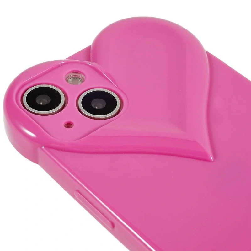 Kryt na iPhone 15 gumový Srdce ružový