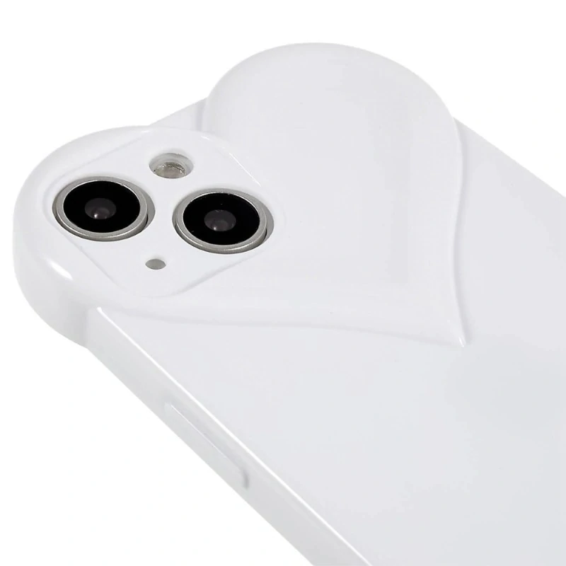 Kryt na iPhone 15 gumový Srdce biely