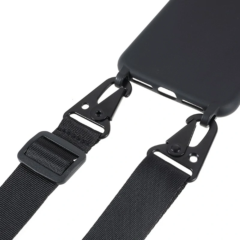 Kryt na iPhone 12 Mini gumený so šnúrkou na krk čierny