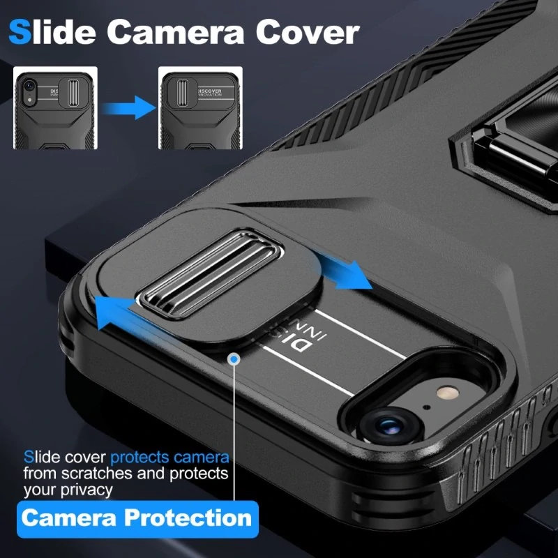 Kryt na iPhone Xr odolný s krytom na fotoaparát čierny