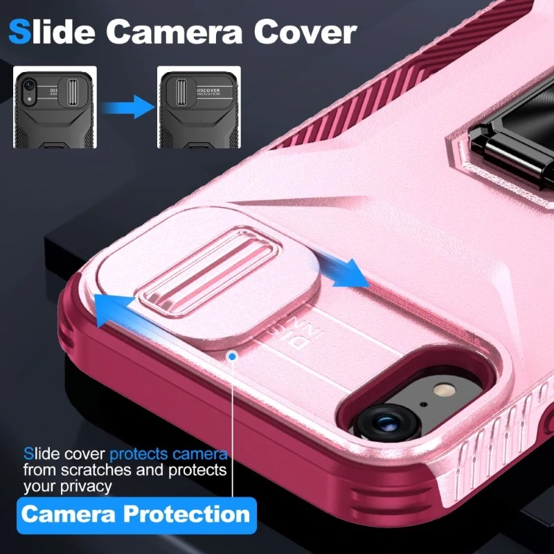 Kryt na iPhone Xr odolný s krytom na fotoaparát vínový