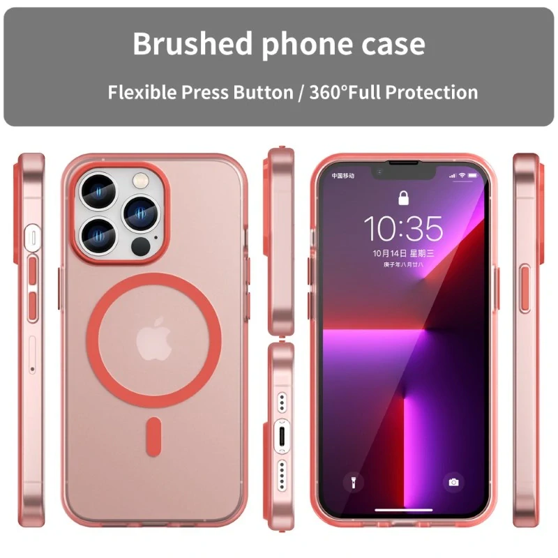Kryt na iPhone 13 Pro gumový Candy (podpora MagSafe) červený
