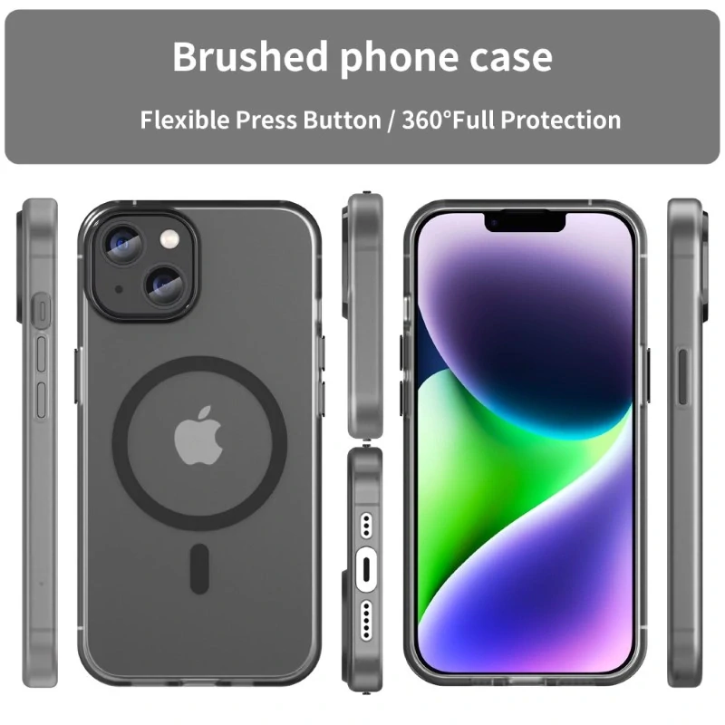 Kryt na iPhone 14 gumový Candy (podpora MagSafe) čierny