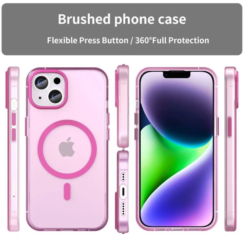 Kryt na iPhone 14 gumový Candy (podpora MagSafe) ružový