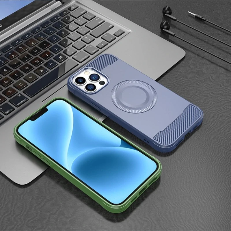 Kryt na iPhone 12 / 12 Pro gumový (podpora MagSafe) modrý