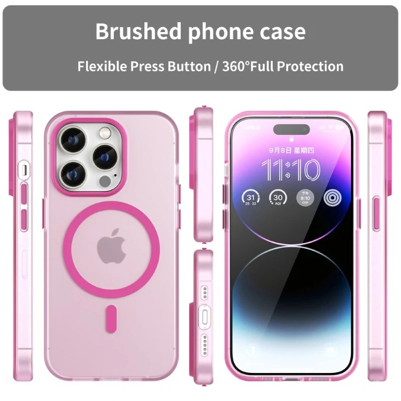 Kryt na iPhone 14 Pro Max gumový Candy (podpora MagSafe) ružový
