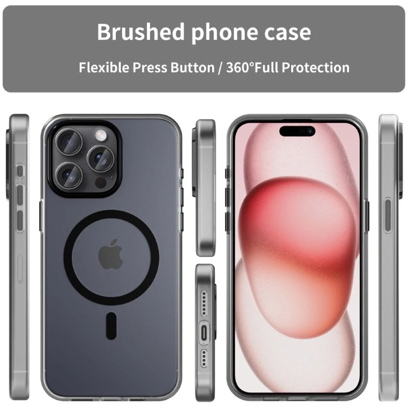 Kryt na iPhone 15 Pro Max gumový Candy (podpora MagSafe) čierny