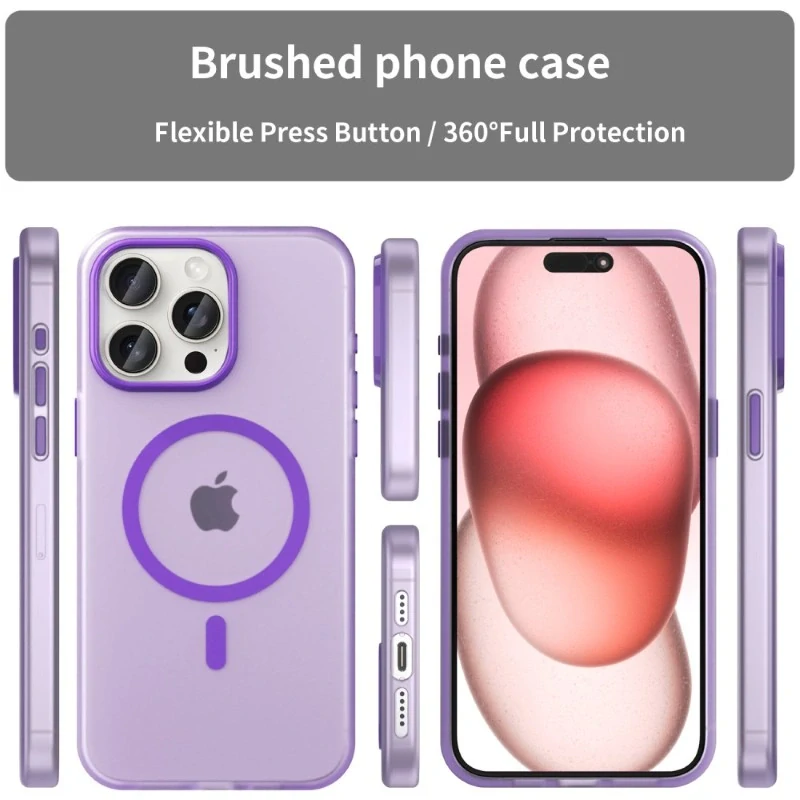 Kryt na iPhone 15 Pro Max gumový Candy (podpora MagSafe) fialový
