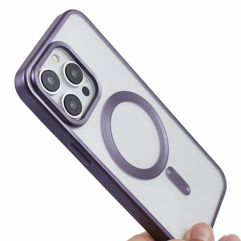 Kryt na iPhone 15 Pro Max gumový s podporou MagSafe fialový