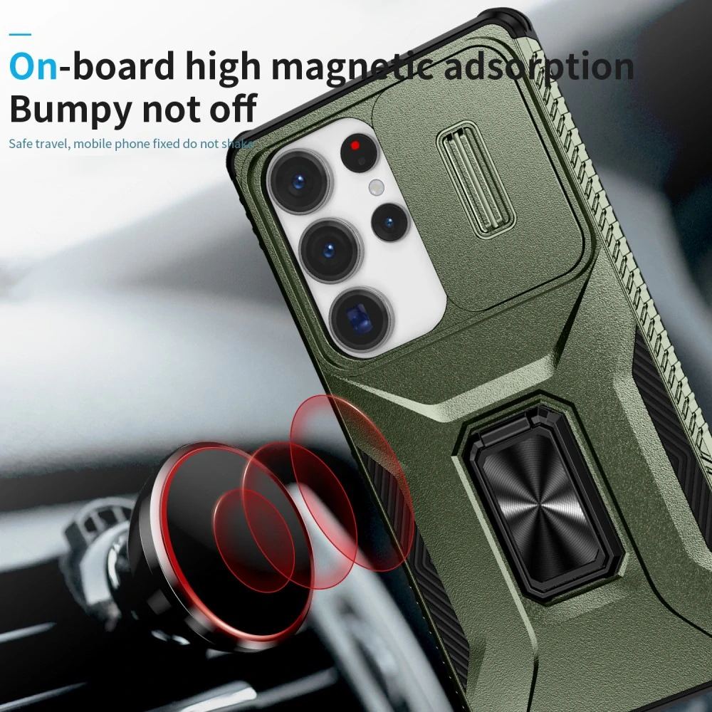 Kryt na Samsung Galaxy S25 Ultra odolný s krytkou na fotoaparát zelený