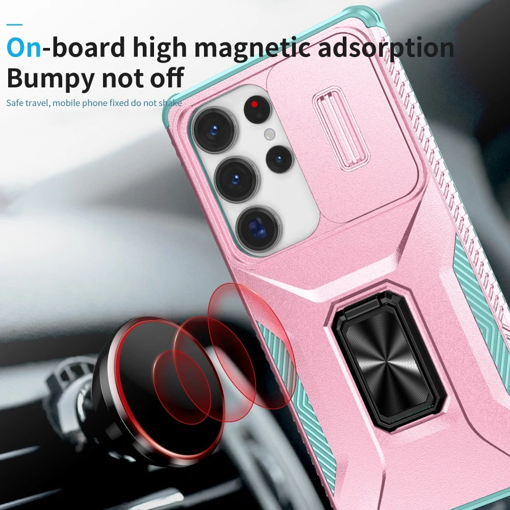 Kryt na Samsung Galaxy S25 Ultra odolný s krytkou na fotoaparát ružový