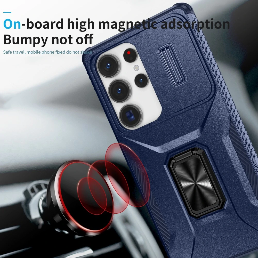 Kryt na Samsung Galaxy S25 Ultra odolný s krytkou na fotoaparát tmavě modrý