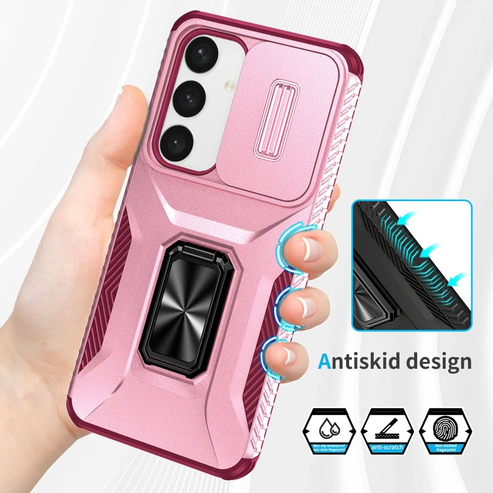 Kryt na Samsung Galaxy S25 odolný s krytkou na fotoaparát vínový