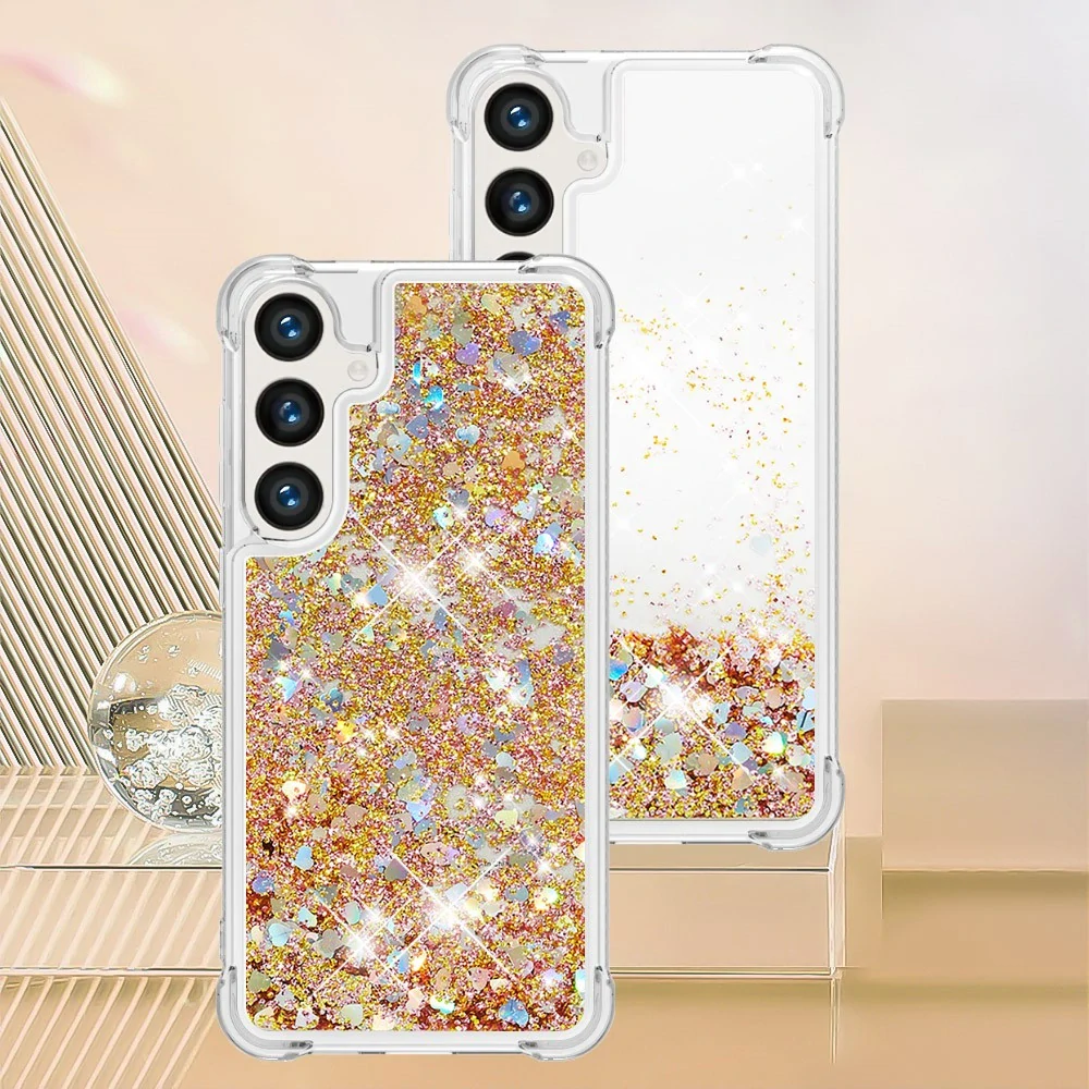Kryt na Samsung Galaxy S24 FE Srdiečko trblietavý zlatý