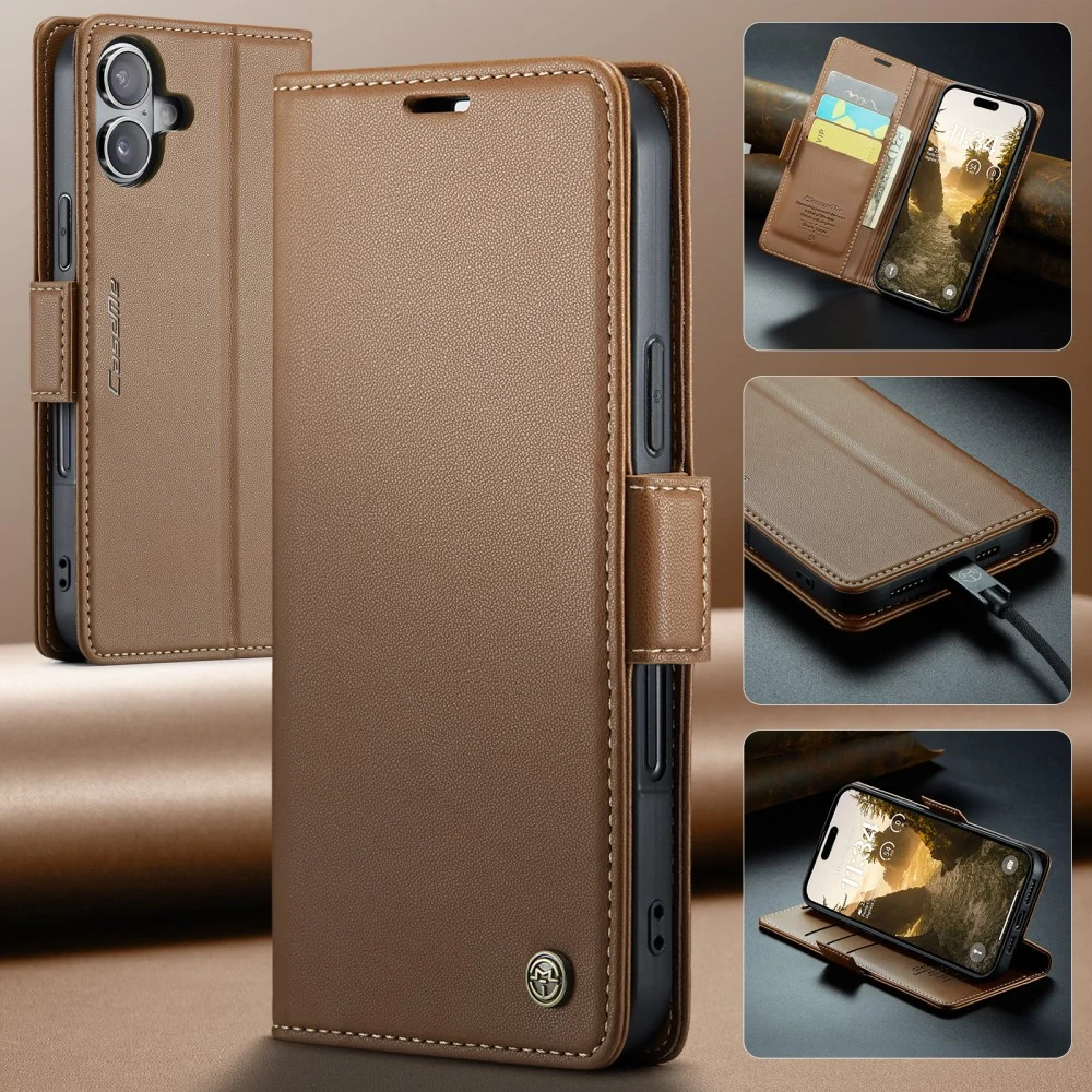 Puzdro na iPhone 16 Plus CASEME smooth hnedé