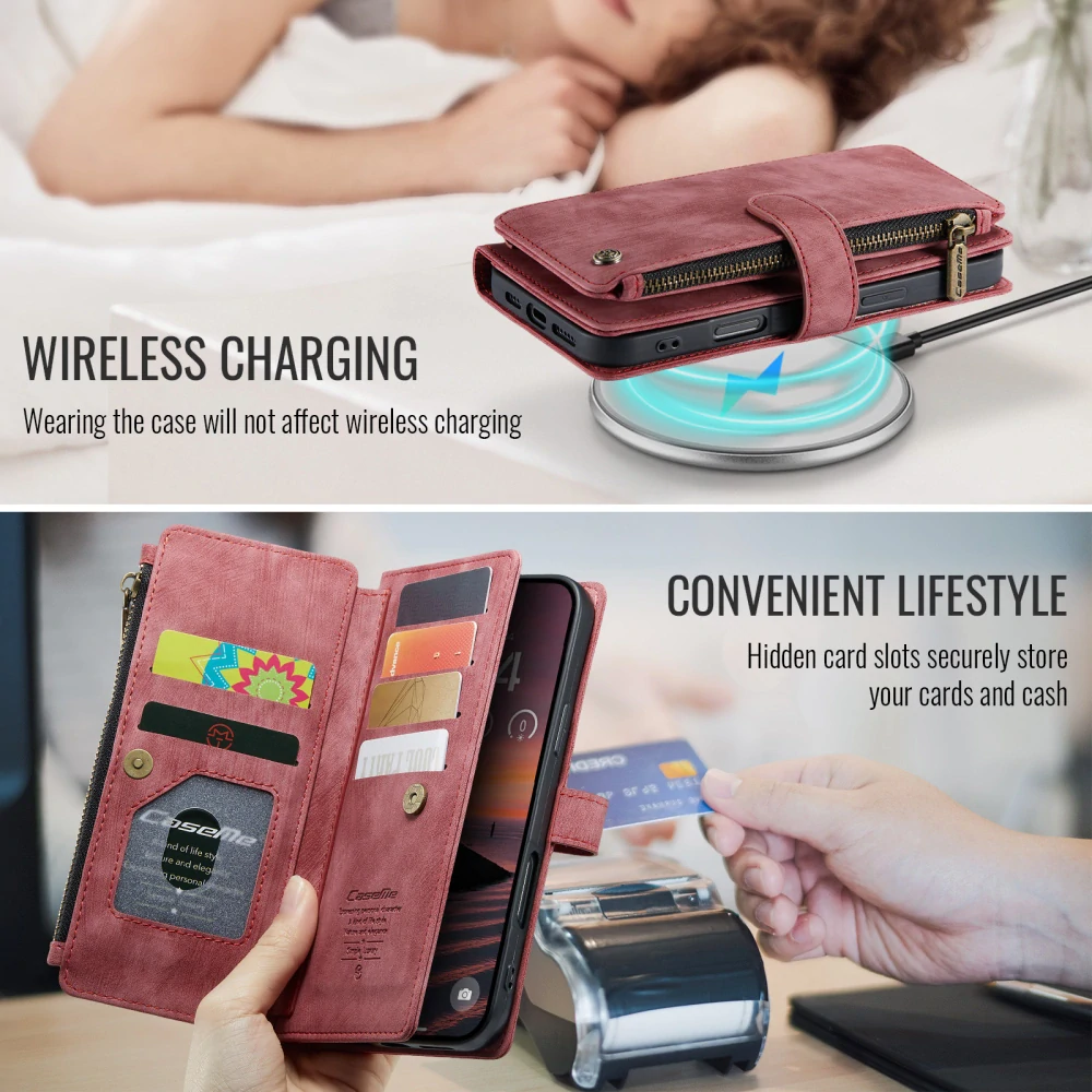 Puzdro pre iPhone 17 Pro CASEME Luxury Double Layer červené