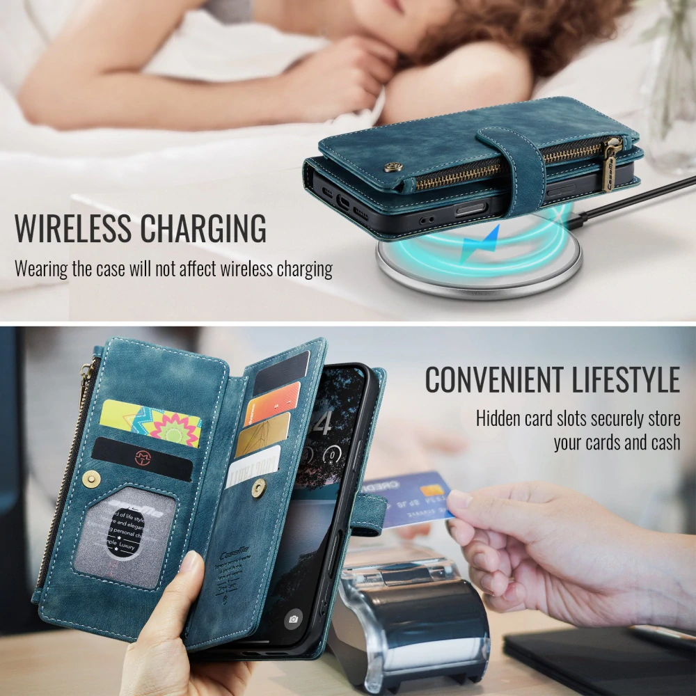 Puzdro pre iPhone 17 Pro CASEME Luxury Double Layer modré