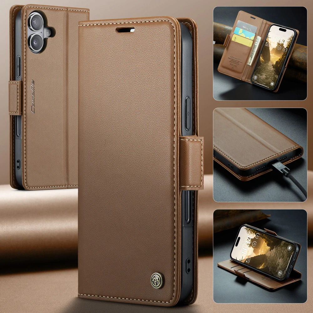 Puzdro na iPhone 17 CASEME Smooth hnedé