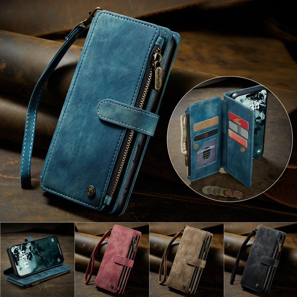 Puzdro pre iPhone 17 CASEME Luxury Double Layer modré