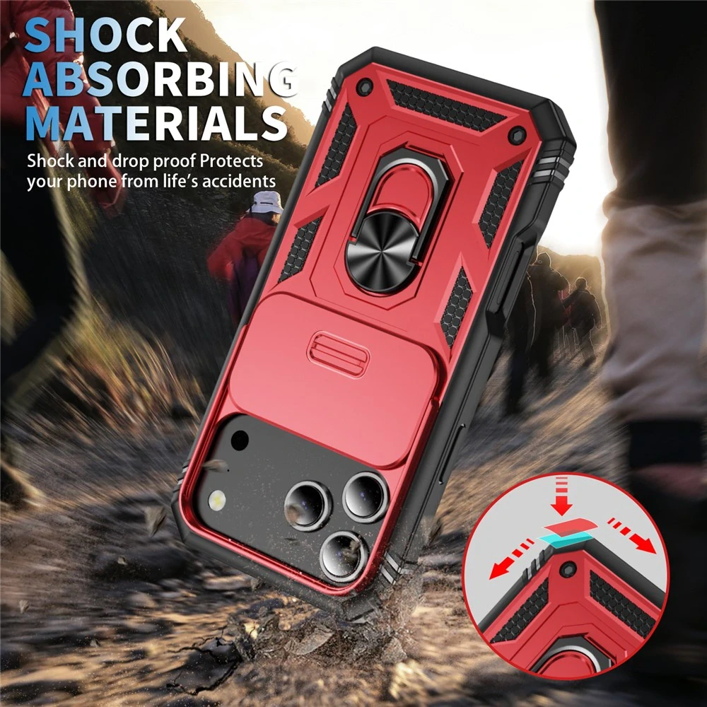 Kryt na iPhone 17 Pro Max odolný s krytkou na fotoaparát červený