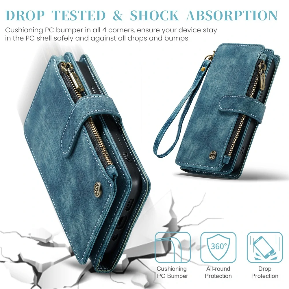 Puzdro pre iPhone 16 Pro Max CASEME Luxury Double Layer modré
