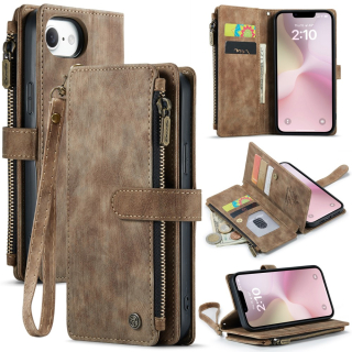 Puzdro pre iPhone 16E CASEME Luxury Double Layer hnedé