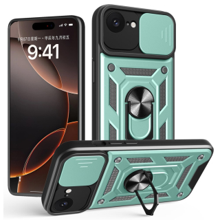 Kryt na iPhone 16E odolný s krytkou na fotoaparát zelený