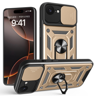 Kryt na iPhone 16E odolný s krytkou na fotoaparát zlatý
