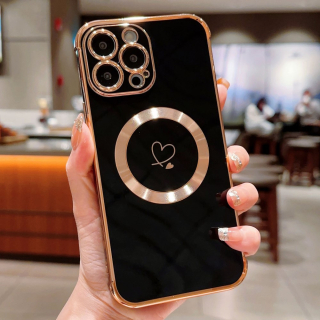 Kryt na iPhone 14 Pro Max Srdiečko s podporou MagSafe čierny