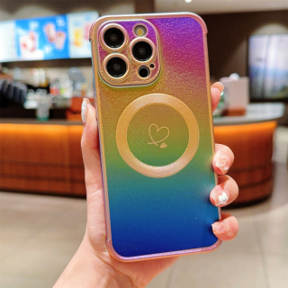 Kryt na iPhone 14 Pro Max Srdiečko s podporou MagSafe dúhový