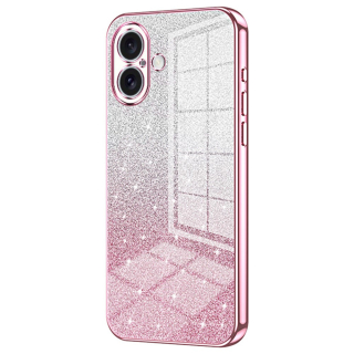 Kryt na iPhone 16 Plus gumový Glitter ružový