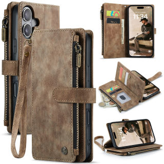 Puzdro pre iPhone 17 CASEME Luxury Double Layer hnedé