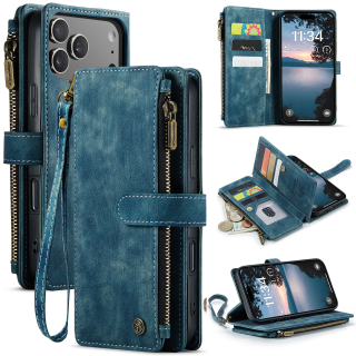 Puzdro pre iPhone 17 Pro Max CASEME Luxury Double Layer modré