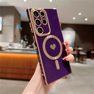 Kryt na Samsung Galaxy S22 Ultra Srdiečko s podporou MagSafe fialový