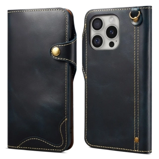 Puzdro na iPhone 16 Pro Max Denior Kožené modré