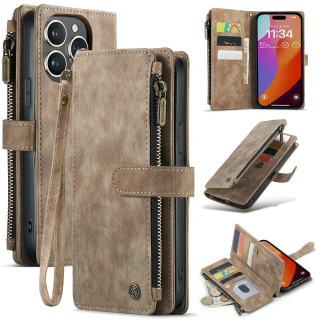 Puzdro pre iPhone 16 Pro Max CASEME Luxury Double Layer hnedé
